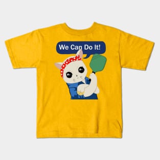 Pickleball Cat - We can do it Kids T-Shirt